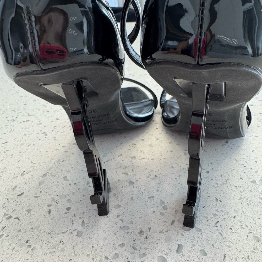 Saint Laurent Black Strappy Heels - Picture 9 of 11